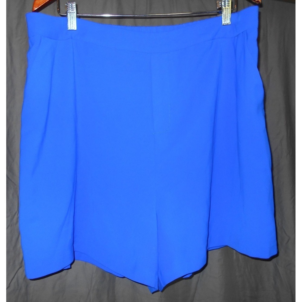 Skies Are Blue Womens Dressy Shorts Blue 1x Curvy Hip Pockets flat front Lined